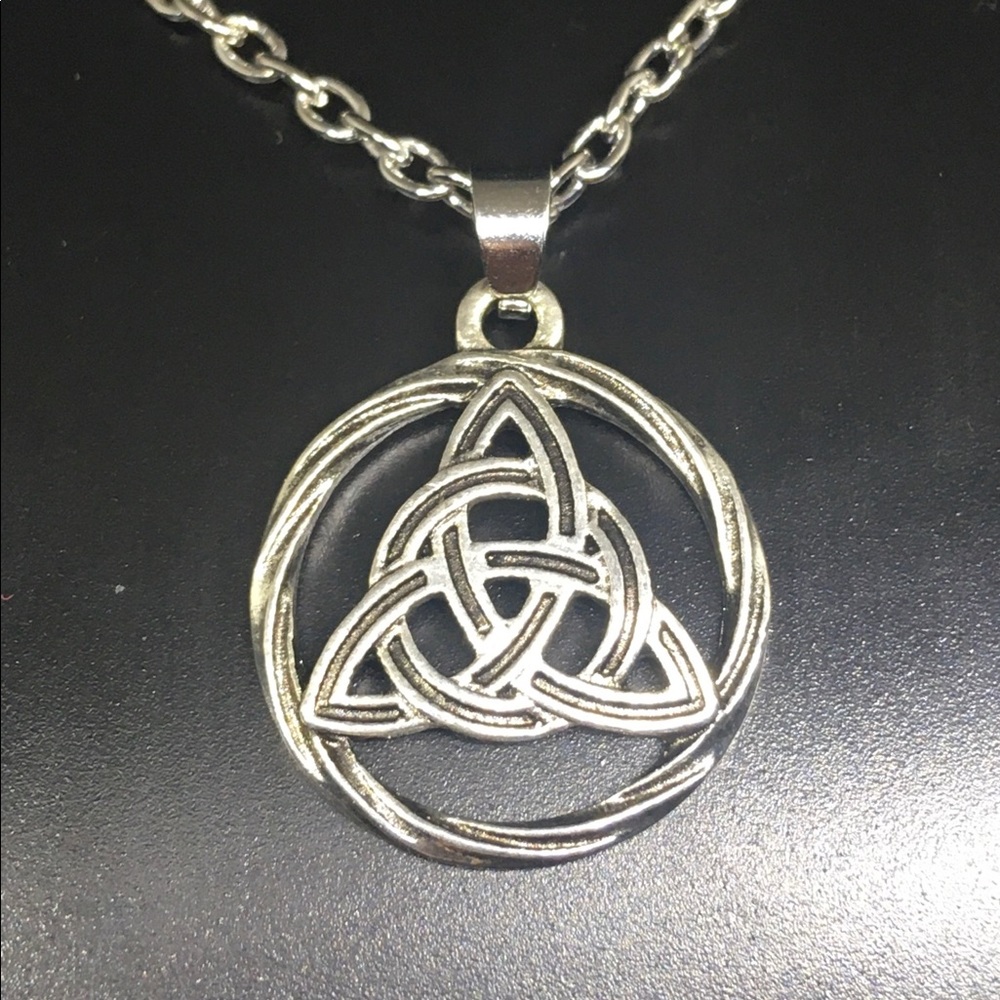 Stainless Steel Celtic Knot Circle Pendant On A Necklace